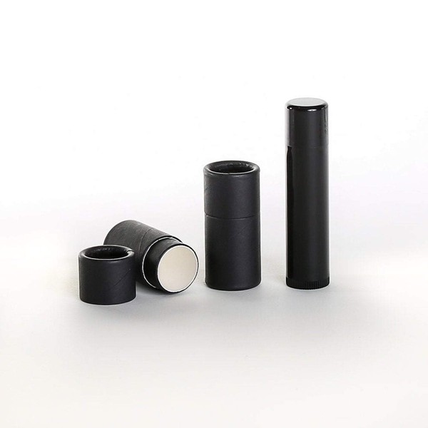 5 mL"Short" Black Kraft Paperboard Lip Balm/Salve/Cosmetic/Lotion Tubes (12)