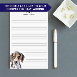 Beagle Monogrammed Notepads With Initials, Choose Your Dog Breed, Monogrammed Stationery Set Dogs, Cute Animal Stationary For Writing Letters, Pet Note Pads For Adults, Size 5.5in x 8.5in, 50 Sheets