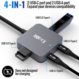 Upgrade USB A Hub, Expander Multi USB Ports Cable 25FT, Long USB 3.0 Extension Cable with 4-Port (2 USB-A Ports+2 USB-C Ports), USB Y Splitter Hub, Type-A Male to A-Female and C-Female Extender Cord