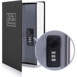 Ohuhu BuchSafe mit Kombinationsschloss, Ohuhu Buchtresor W?rterbuch mit Geheimversteck, Buchsafe Tresor Wertsachen Versteck fr Bro und zu Hause (Mittel Schwarz)