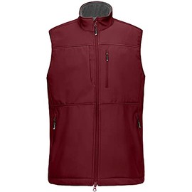 33,000ft Men's Lightweight Softshell Vest Outerwear Zip Up Fleece Lined Windproof Sleeveless Jacket for Golf Running Hiking Wine