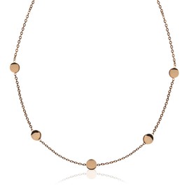Women's necklace with plate, fine necklace with coins, simple rose gold choker made of stainless steel for women, adjustable length (32-44 cm)