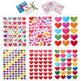 Konsait Konsait 60 Sheets Valentine Heart Stickers Love Decorative Sticker for Kids Envelopes Cards Craft Scrapbooking for Great Party Favors Gift Prize Class Rewards Award Praise (3000+ Colorful Heart)
