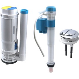 WDONAY Dual Flush Valve with Push Button, Toilet Flusher Replacement Kit Fill Valve Repair Kit for Toilet Tank, 8.27" x 3.43"(H*Dia), Type-1