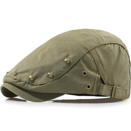 Taidor Rivet Newsboy Caps Cotton for Men Flat Ivy Gatsby Cap Irish Cabbie Ivy Driving Hunting Hat Olive Green