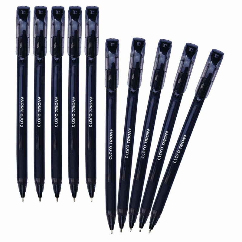 CLARO Trion+ Ballpoint Pens, BLACK, Medium Point (1.0mm), Pack of