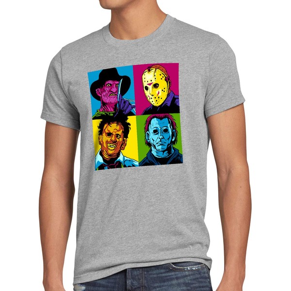 style3 Pop Art Scary Men's T-Shirt Freddy Jasonn Michael Leatherface