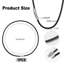 Yingjie Leather Necklace Cord,Mens Leather Necklace Cord,3mm Width Braided Rope Chain With Stainless Steel Clasp,51cm Long Black Leathers Necklaces,For Men Women Daily life wear,Birthday Gift