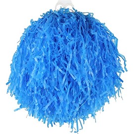 Jumbo Cheerleader Pom Poms - 1 Pom Pom - Blue Tasseled Pompoms with Finger Grip - USA American Cheerleader Dance School Fancy Dress Costume Accessory