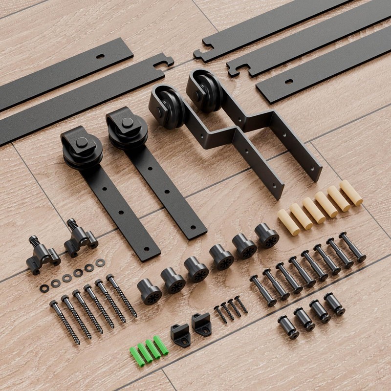 4-14FT Bypass Sliding Barn Door Hardware Kit Single Track System