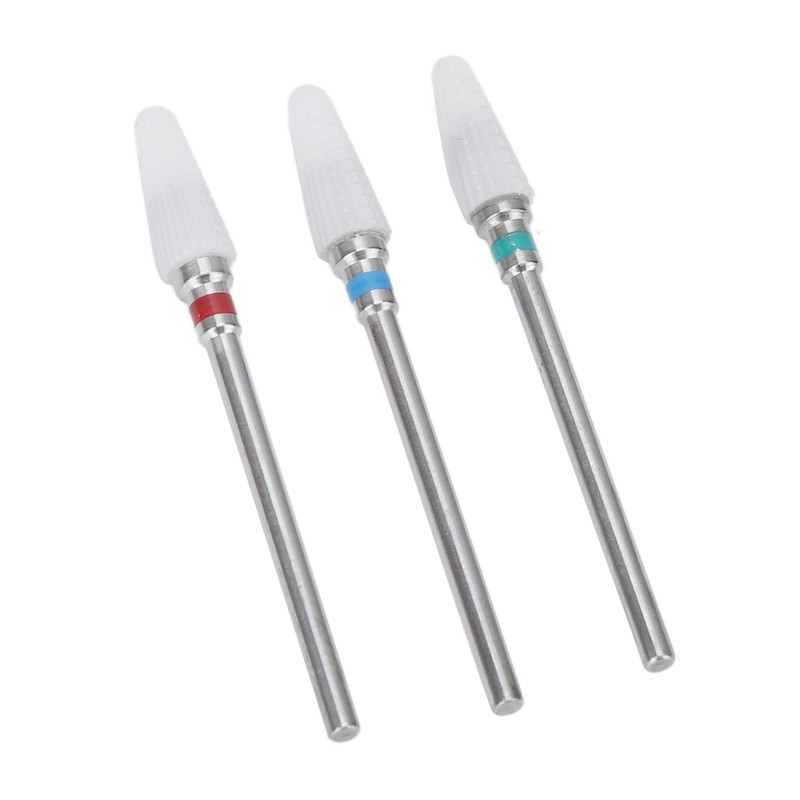 3pcs Ceramic Nail Drill Bit Set Gel Removal Nail Polishing