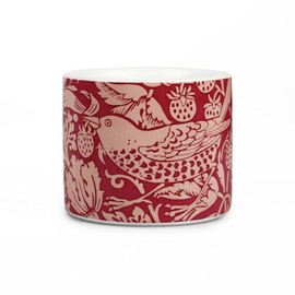 Half Moon Bay Strawberry Thief - by William Morris - Raspberry Red 4.25 x 3.94 Inch Ceramic Stoneware Standing Planter Pot