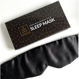 Samadhaan 100% Mulberry Silk Eye Mask for Sleeping | Sleep Face Mask for Side Sleepers Eye Mask for Men Women Adjustable Headband | Blackout Eye Mask for Sleeping | Flight Essentials | (Black Masks)