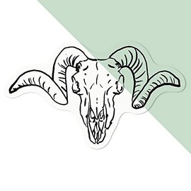 Small 100mm 'Ram Skull' Clear Static Window Cling Sticker/Decal (Black) (WC00050134)
