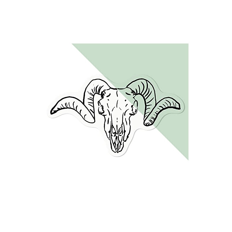 Small 100mm 'Ram Skull' Clear Static Window Cling Sticker/Decal (Black)