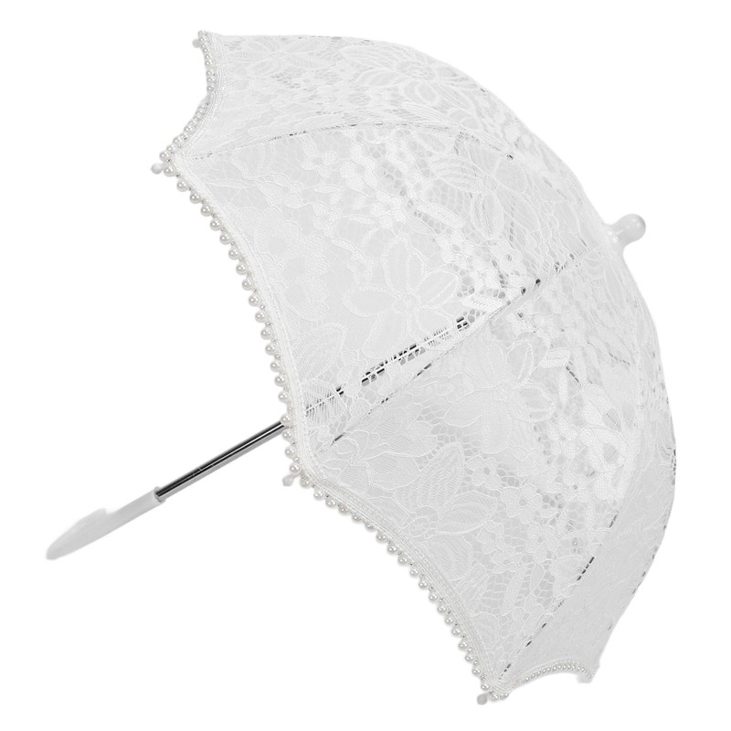 Lace Wedding Umbrella Romantic Embroidery Flower Bridal Umbrella Ergonomic Handle