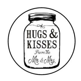 handmade 48 MASON JAR HUGS KISSES ENVELOPE SEALS LABELS STICKERS 1.2" ROUND