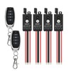Mini Wireless Switch 12V,4 Way Mini Remote Switch DC 5V/12V/24V/48/10A