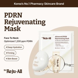 Dr.Reju-All Advacned PDRN Rejuvenating Mask – Face & Neck Korean Sheet Mask with 1,200ppm PDRN, Collagen & Copper Peptides – Hydrating & Soothing, Skin Repair (36g x 4EA)