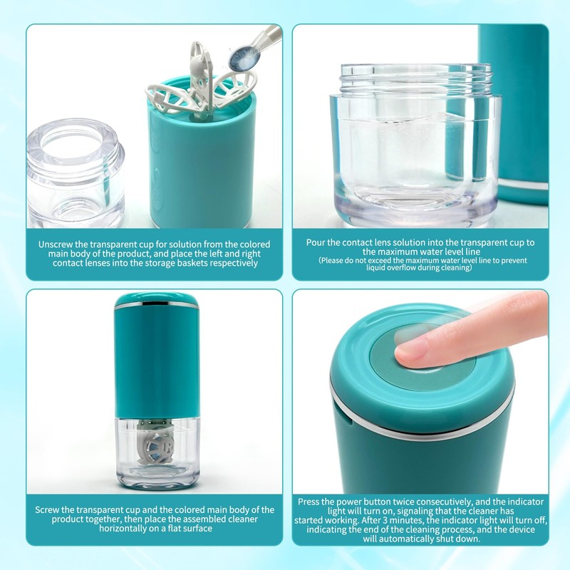 LADYPONYCSC Contact Lens Cleaner Machine, Portable Ultrasonic Soft & Colored