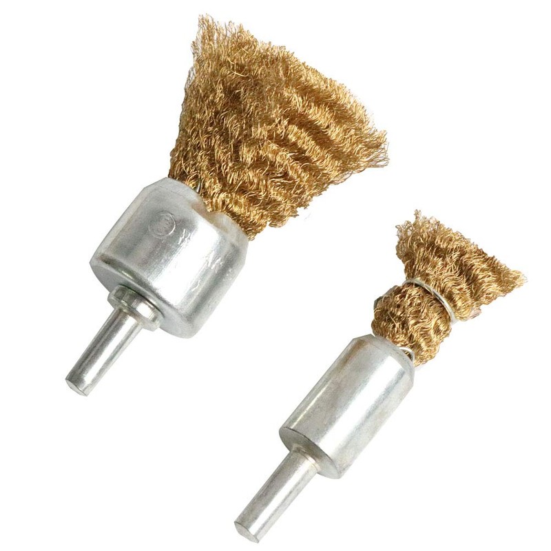 FPPO 5pcs Brass Wire Wheel Brush Kit for Drill,Crimped Cup