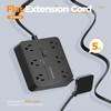 Black Surge Protector Power Strip, TESSAN Flat Plug Extension Cord