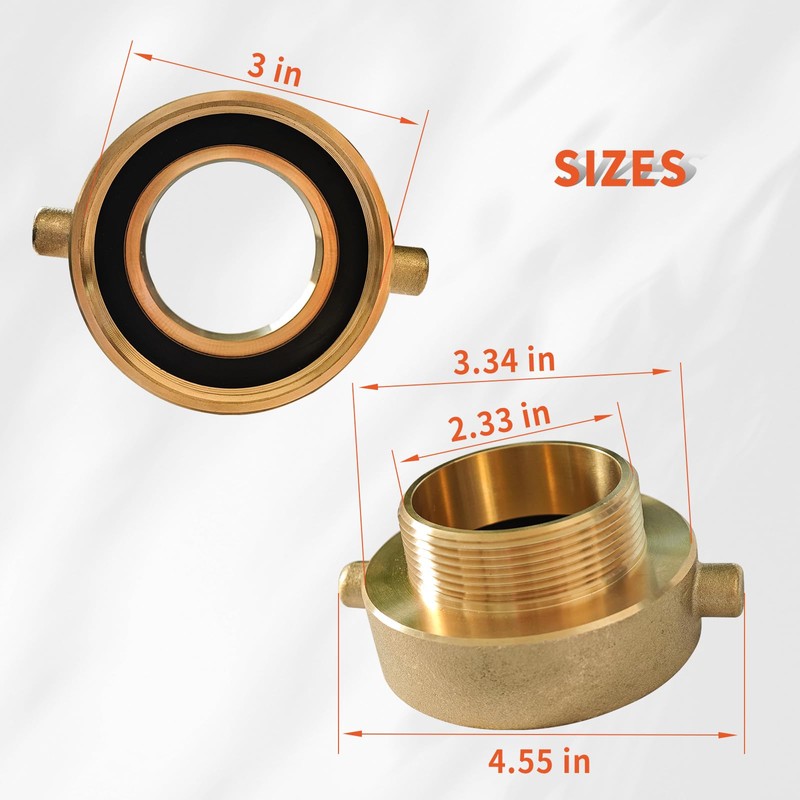 Brass Fire Hydrant Adapter 2-1/2" NST/NH Female x 2" NPT