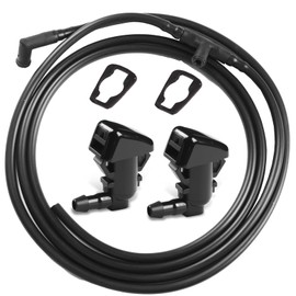 OTUAYAUTO 7C3Z-17K605-A Wiper Fluid Nozzle Hose Kit for 2008 2009 2010 Ford Super Duty F-250 F-350 F-450 F-550 – Two Fan Spray Windshield Washer Jet & Rubber Tube – Replaces OEM 7C3Z-17603-A