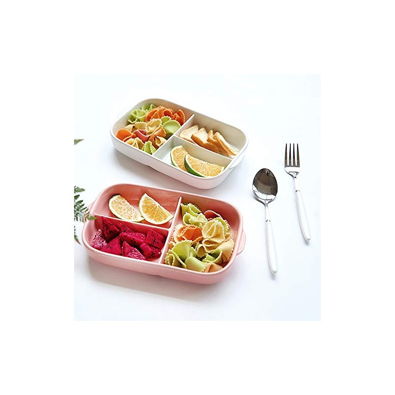 Sizikato Rectangular Ceramic Divided Plate Dinner Plate Luncheon Plate Fruit