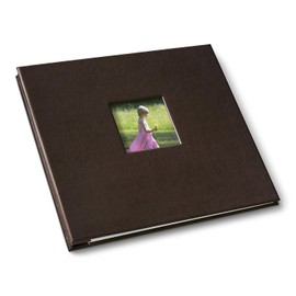 Gallery Leather Scrapbook Album 12×12 with Window – Holds up to 20 Pages, Post-Bound Bonded Leather, Made in USA, Freeport Mocha - 12.75" x 14.5"