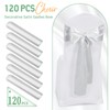 120 PCS Silver Satin Chair Sashes, 7 x 108 Inch