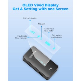 BOYA BY-XM6-K2 Wireless Lavalier Microphone with Charging Case & Mono/Stero,2.4GHz OLED Diplay Wireless Lapel Mic for YouTube,Tiktok Vlogging,Live Stream, Video Recording