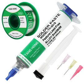 TANG HONG Lead Free Solder Kit,Sn42 Bi58 Lead Free Solder Paste,138℃ Low Melt Solder Paste 30g (1 PACK), 50g Lead Free Rosin Core Solder Wire(1 PACK) For Electronic Soldering Repair