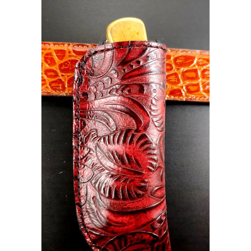 Buck Knives DRAGONBACKBONE FLORAL TOOLED leather BUCK 110 knife sheath