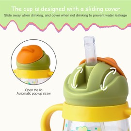 Qshare Baby Sippy Cup 6 Months+, 260ml Baby Straw Cup with Handles,Non-Spill, Leak Proof,100% BPA Free,Trainer Cup for Babies,Portable Toddler Cups 360° Weighted Straw