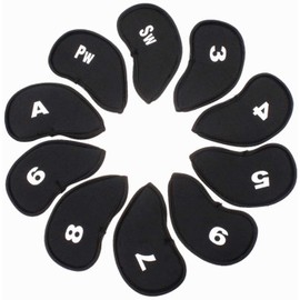 TSUCIA Golf Head Cover with Count, Iron Cover, Set of 10, Black