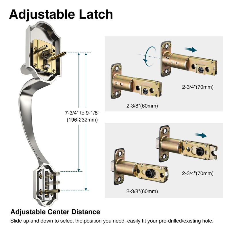 Calzibeno Brushed Nickel Front Door Handle and Deadbolt Set, Front