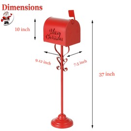 Phaxth Metal Christmas Letters to Santa Mailbox, 37" H North Pole Mailbox Christmas Decorative, Red Mailbox for Home Room Xmas Holiday Party Large Capacity