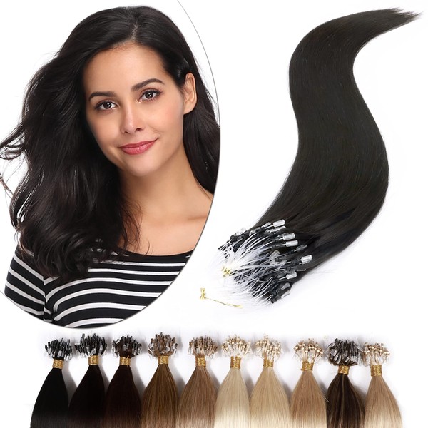 SEGO Micro Link Hair Extensions Human Hair Black 20 Inch