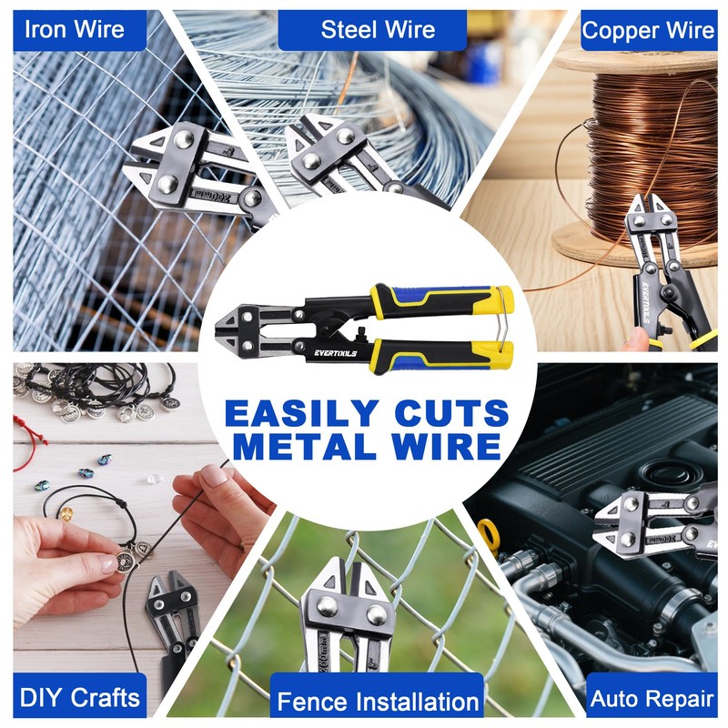 Evertools Mini Bolt Cutter, 8 inch Cr-V Steel Wire Cutter