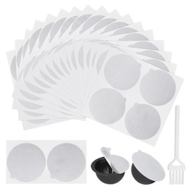 SIWOKJJO 70Pcs 60mm Aluminum Foils Lids Seals, Coffee Pods Seal Lids with a Brush, Reusable Pods Seals Lids, Compatible with Vertuo Coffee Capsules