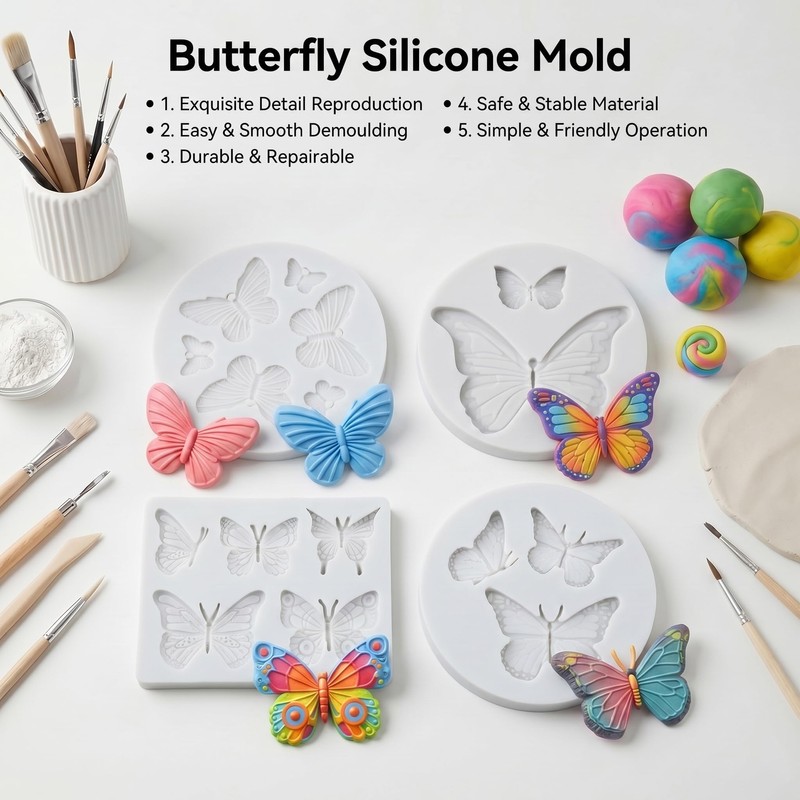 Butterfly Silicone Molds Butterfly Polymer Clay Mold Set of 4