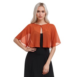 TONGFANTFL Women's Soft Chiffon Capelets Shawls and Wraps for Evening Wedding Cape Bole Cover Up (Burnt Orange)