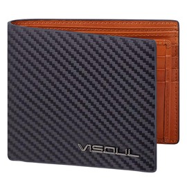 VISOUL Men's Bi-fold Wallet, Genuine Cowhide Leather, Ultra Thin, Large Capacity, License Holder, Card Storage, No Coin Purse, Made by 1st Class Leather Craftsmen, Italian Leather, Assorted Colors