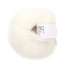 Dekaim Soft Mohair Cashmere Wool,Knitting Yarn Light Hand Knitting Yarn,DIY Scarf Crochet Yarn with A Crochet for Weaving Scarves(01white)