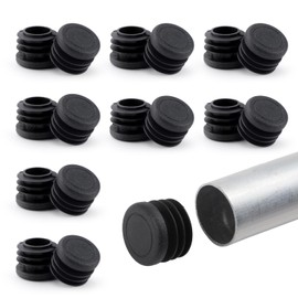 SMCEHEYA 16 Pcs Round Plastic Plugs - 22mm | Black Tube Inner End Caps (0.87 Inch) | Furniture Leg Pipe Insert - for Metal Legs Fences Glide Protection from Chair Legs and Furniture