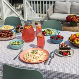 Grow Forward 24-piece Premium Wheat Straw Dinnerware Sets for 8 - Unbreakable Dishwasher & Microwave Safe Plastic Plates and Bowls Sets - Patio, Outdoors, RV, Camping Dishes - Tropical