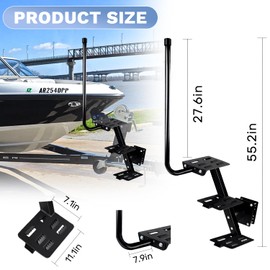 Heavy Duty Boat Trailer Steps,500 lbs Capacity 3 Steps Boat Trailer Tongue Steps Ladder with Handle,Non-Slip Surface,Adjustable Universal Boat Steps for Pontoon Boats Bass