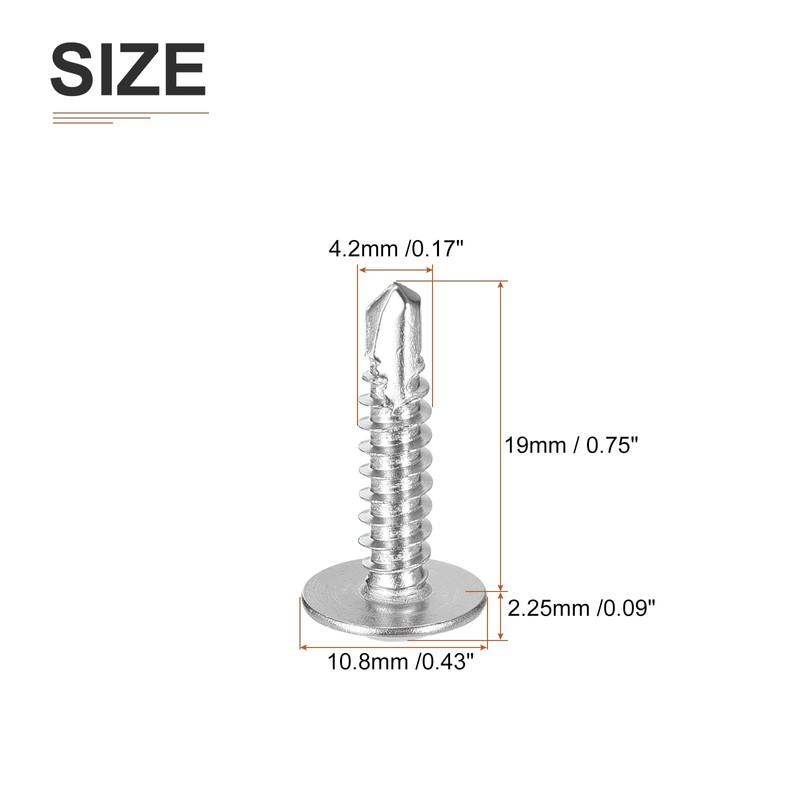 sourcing map 100Pcs #8x3/4" Phillips Head Self Tapping Screws, 410