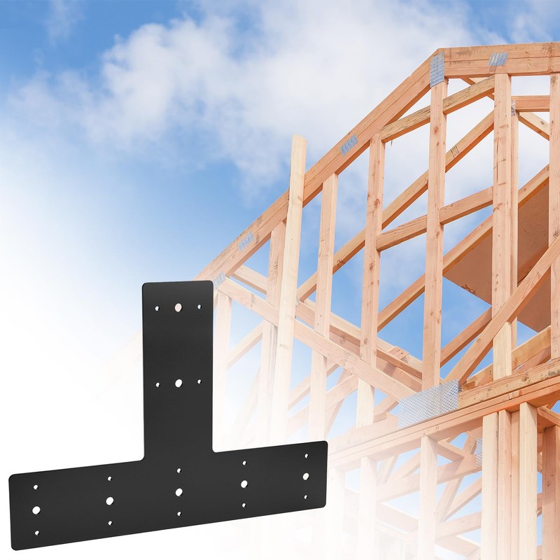 QWORK 14" x 10" T Shape Steel Flat Bracket with